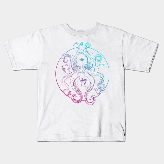 Dual Color Crown Octopus Kids T-Shirt by kenallouis